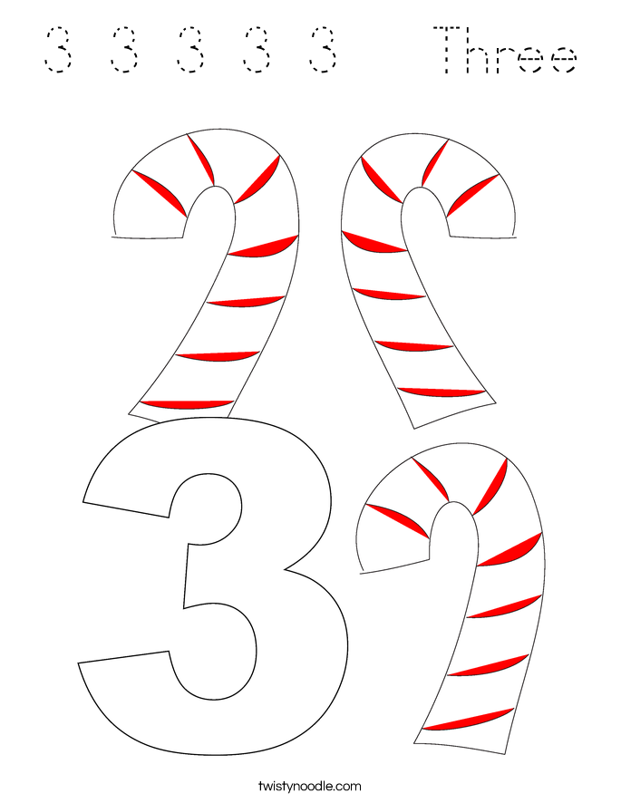 3 3 3 3 3   Three Coloring Page