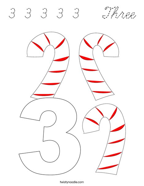 3 Candy Canes Coloring Page