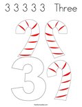 3 3 3 3 3   Three Coloring Page