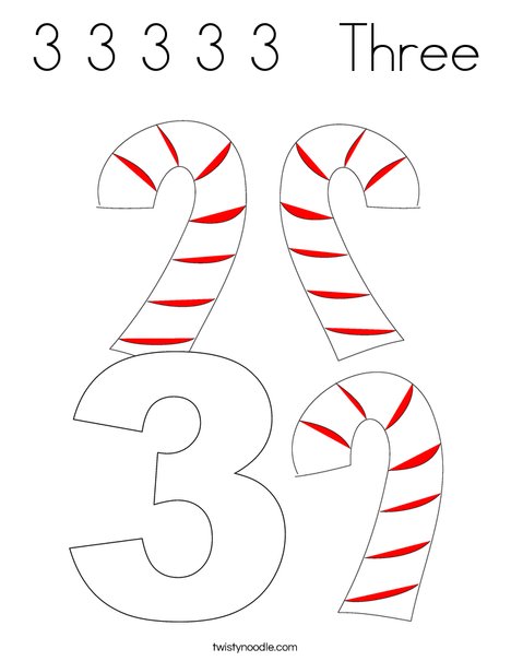3 Candy Canes Coloring Page