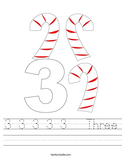 3 Candy Canes Worksheet