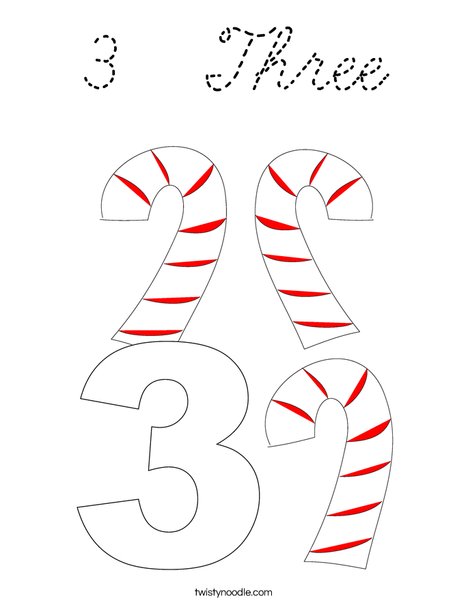 3 Candy Canes Coloring Page