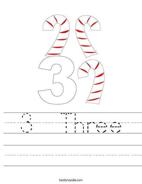 3 Three Worksheet - Twisty Noodle