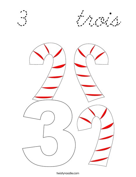 3 Candy Canes Coloring Page