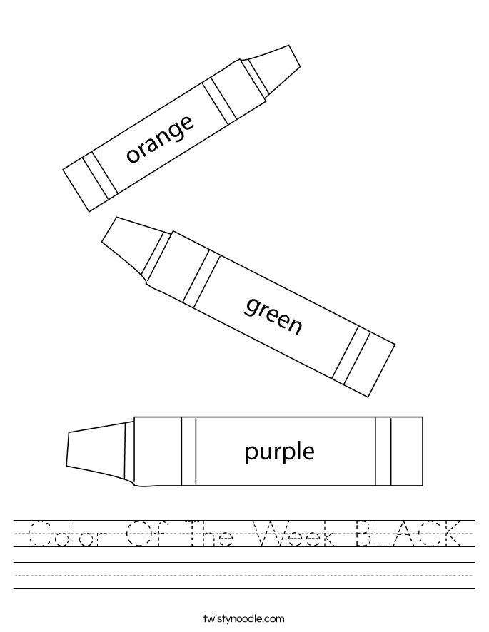 Color Of The Week BLACK Worksheet