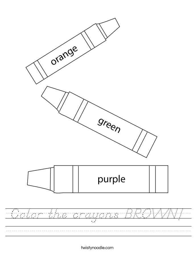 Color the crayons BROWN! Worksheet