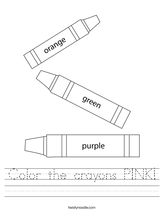 Color the crayons PINK! Worksheet