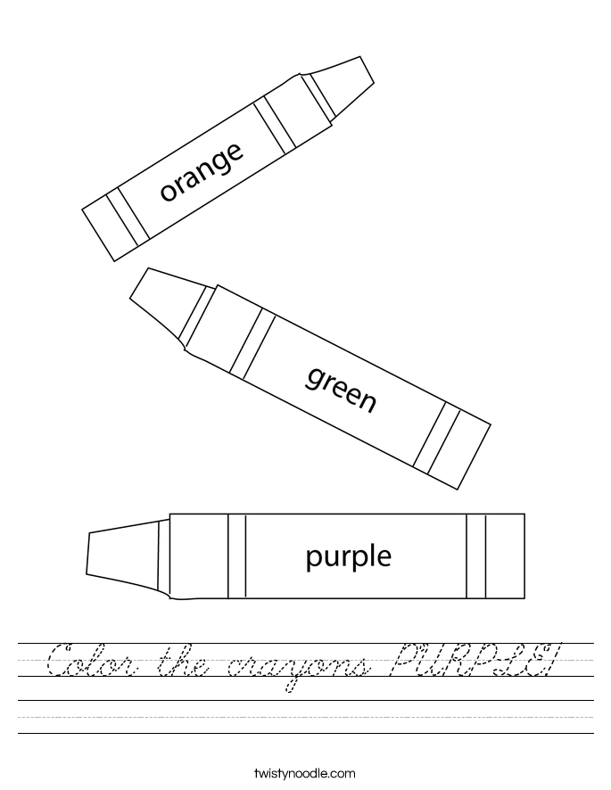 Color the crayons PURPLE! Worksheet