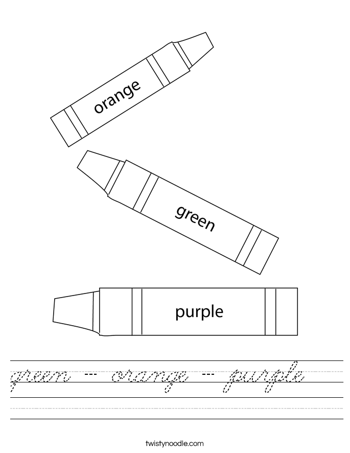 green - orange - purple   Worksheet