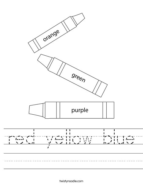 Red Yellow Blue Worksheet Twisty Noodle Red Yellow Blue Worksheet Twisty Noodle