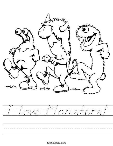 3 Monsters Walking Worksheet