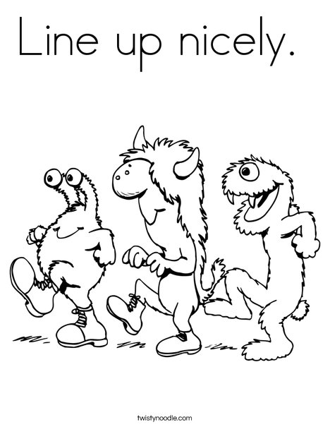 3 Monsters Walking Coloring Page