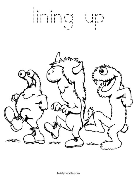 3 Monsters Walking Coloring Page