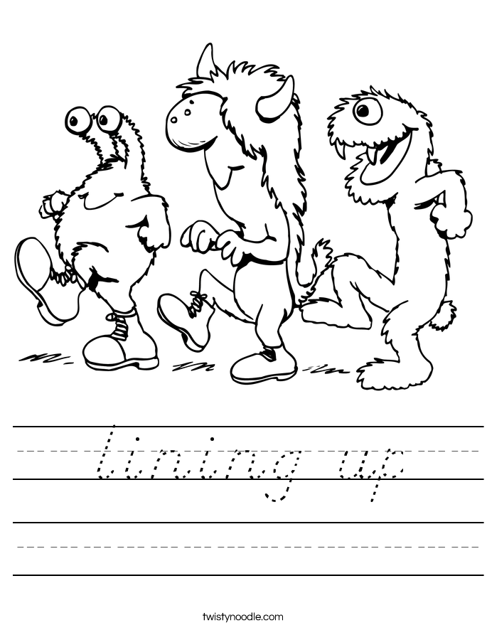 lining up Worksheet