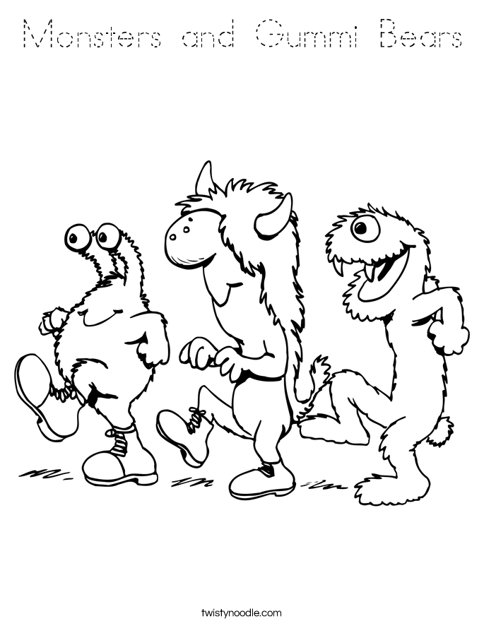Monsters and Gummi Bears Coloring Page