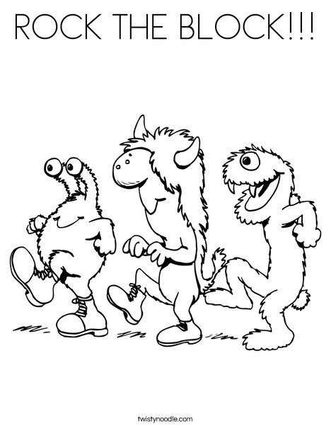 3 Monsters Walking Coloring Page