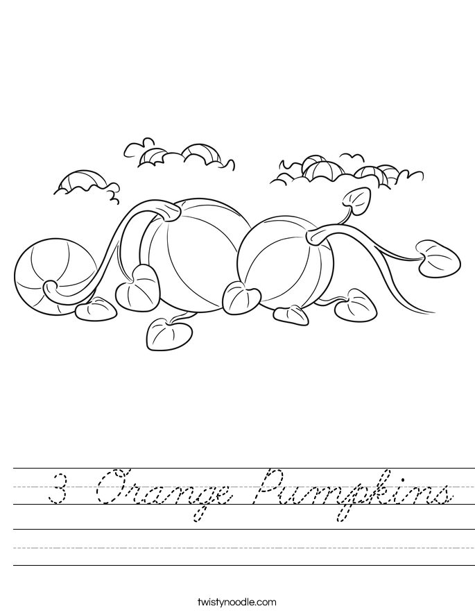  3 Orange Pumpkins Worksheet