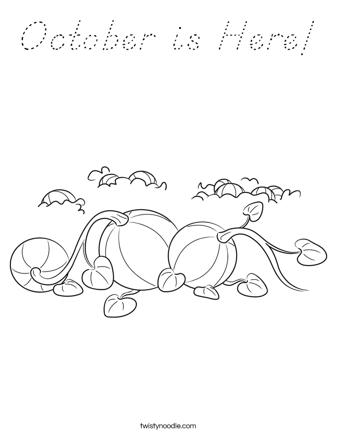 October is Here! Coloring Page