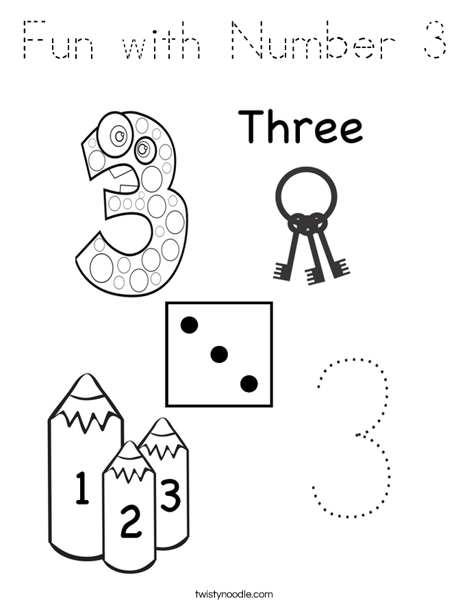 Fun with Number 3 Coloring Page