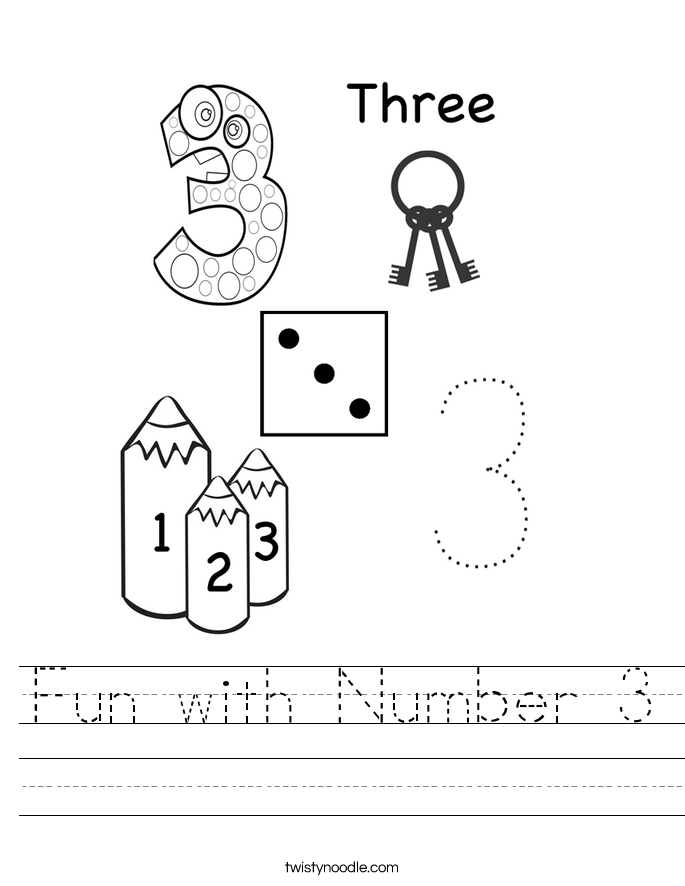 Fun with Number 3 Worksheet