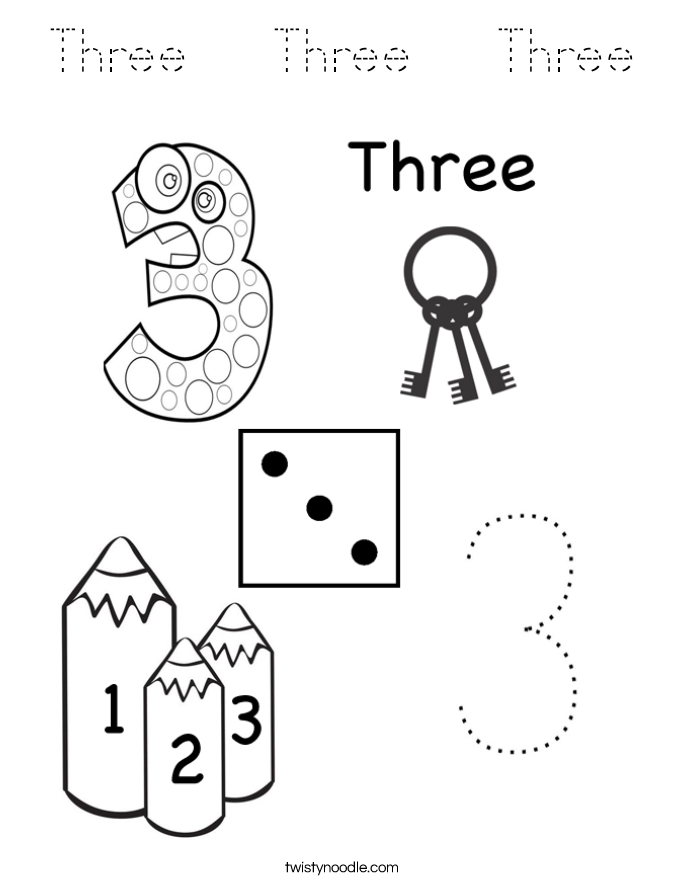 Three   Three   Three Coloring Page