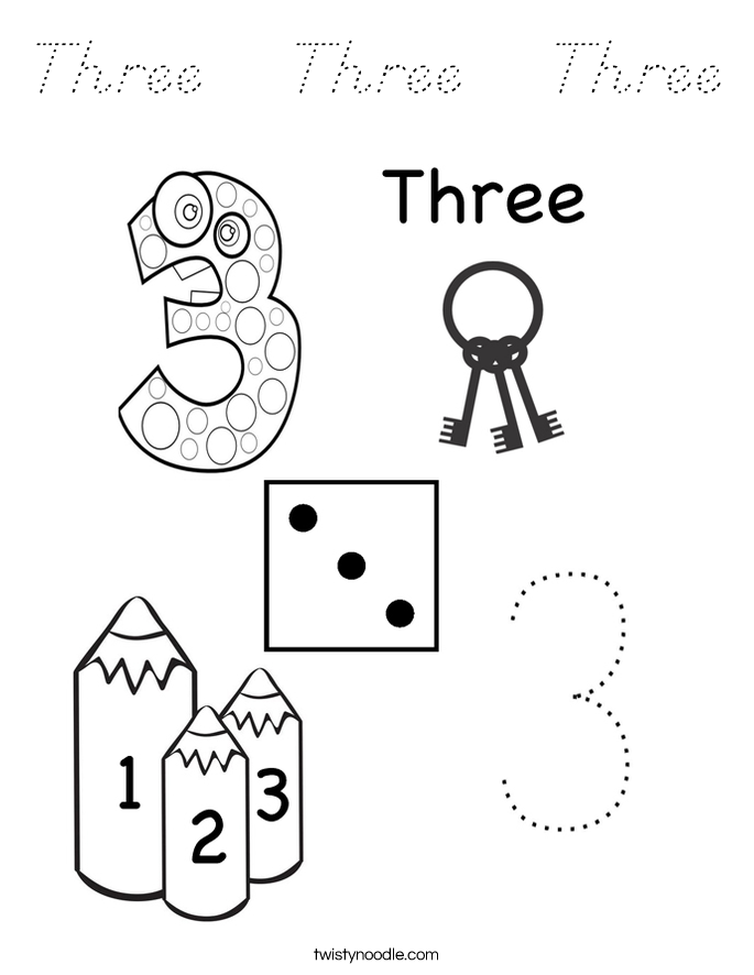Three   Three   Three Coloring Page