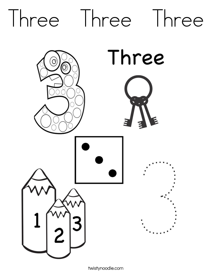 Three   Three   Three Coloring Page
