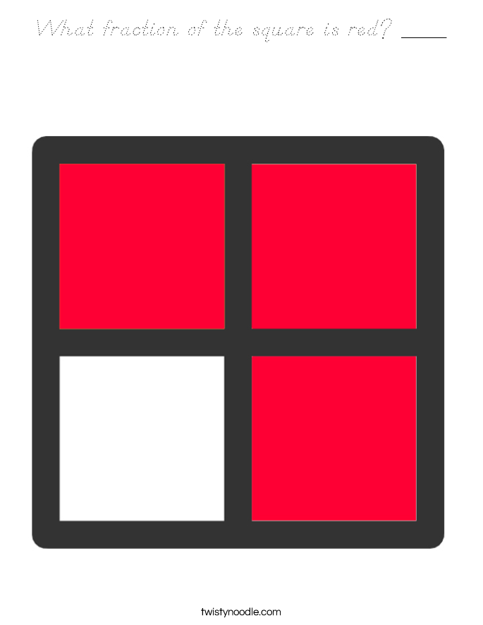 What fraction of the square is red? ____ Coloring Page
