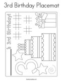 3rd Birthday Placemat Coloring Page
