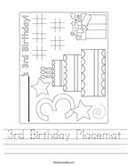 3rd Birthday Placemat Handwriting Sheet