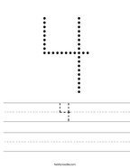 worksheet for kindergarten number 4 4 Handwriting Sheet
