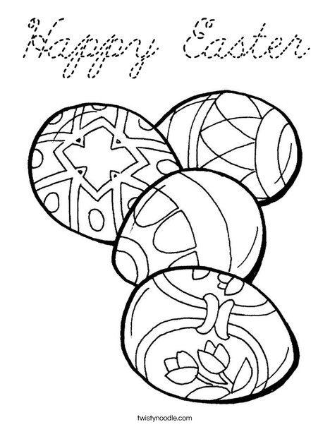 4 Easter Eggs Coloring Page