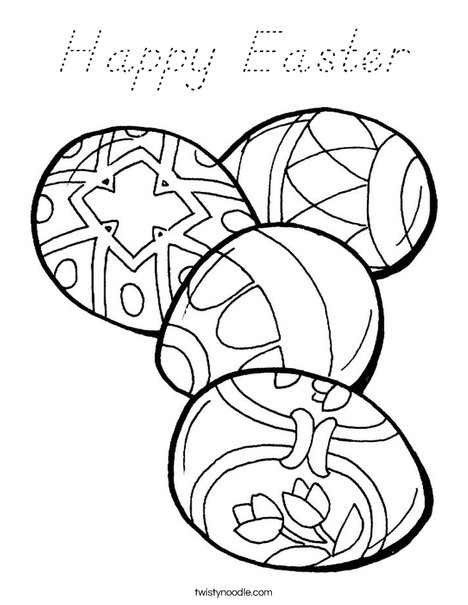 4 Easter Eggs Coloring Page