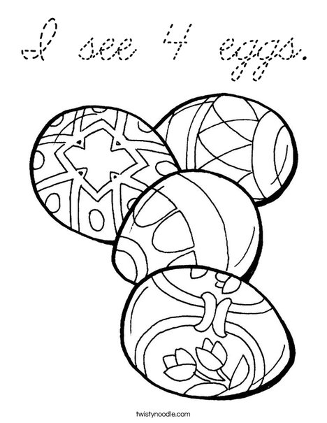 4 Easter Eggs Coloring Page
