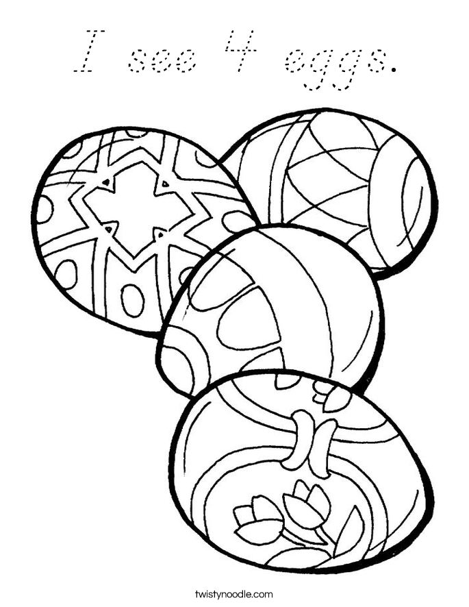 I see 4 eggs. Coloring Page
