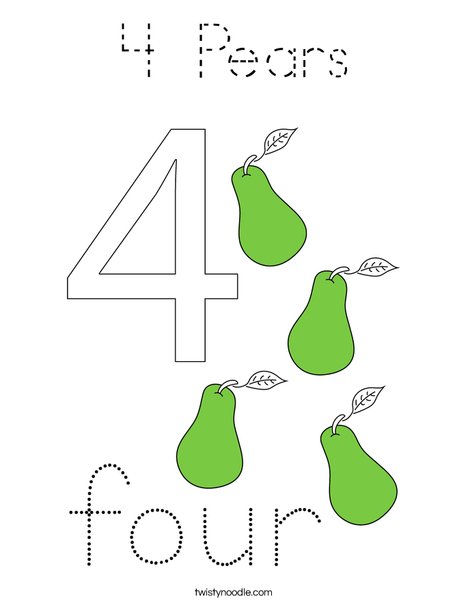 4 Pears Coloring Page