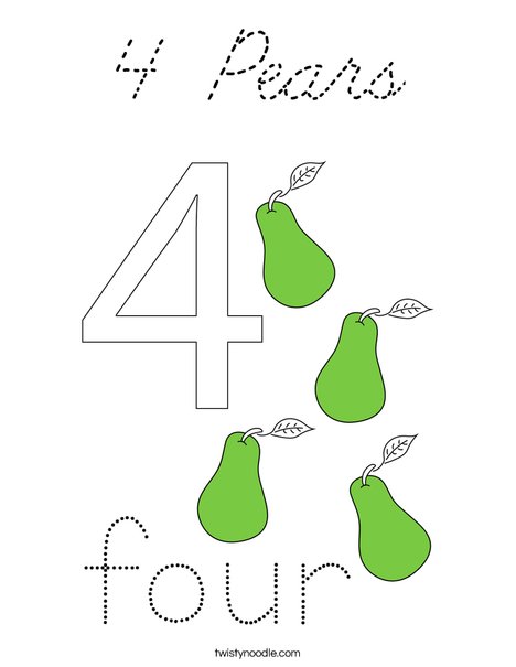 4 Pears Coloring Page