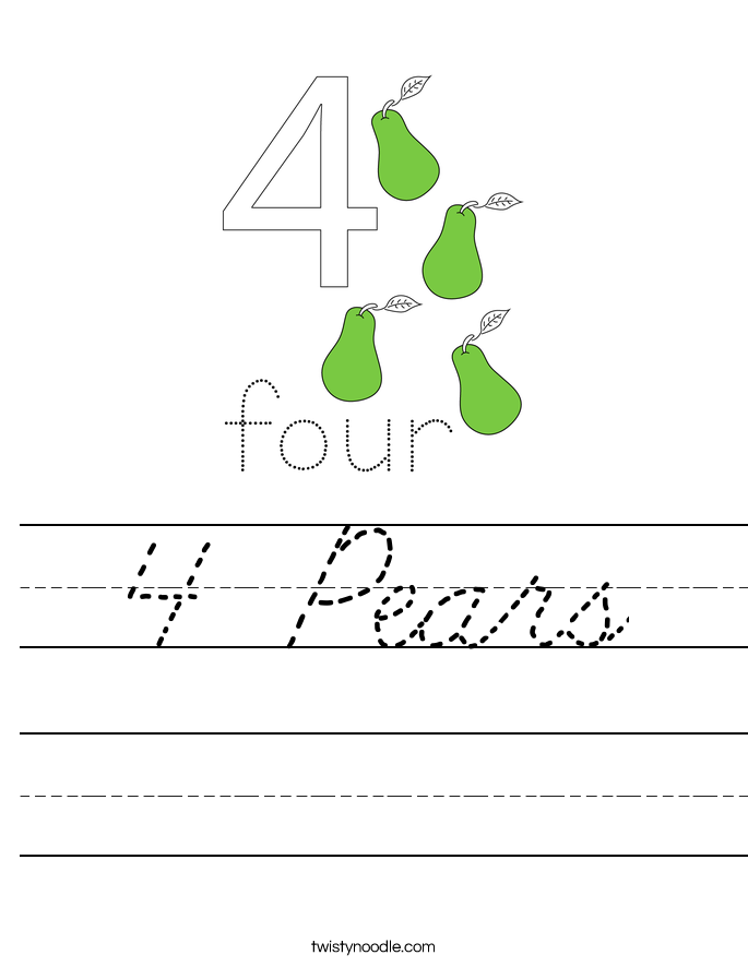 4 Pears Worksheet