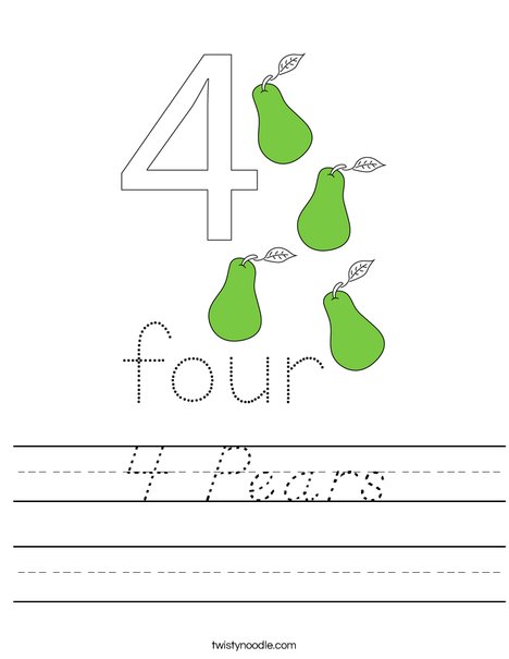 4 Pears Worksheet