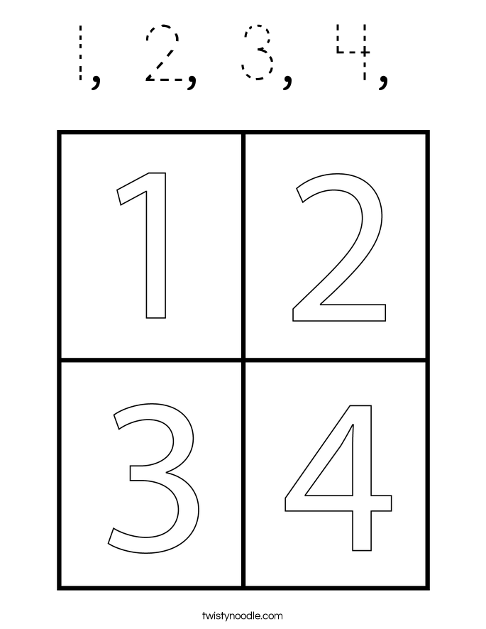 1, 2, 3, 4,  Coloring Page