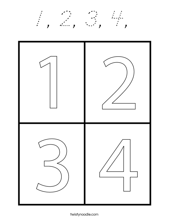 1, 2, 3, 4,  Coloring Page