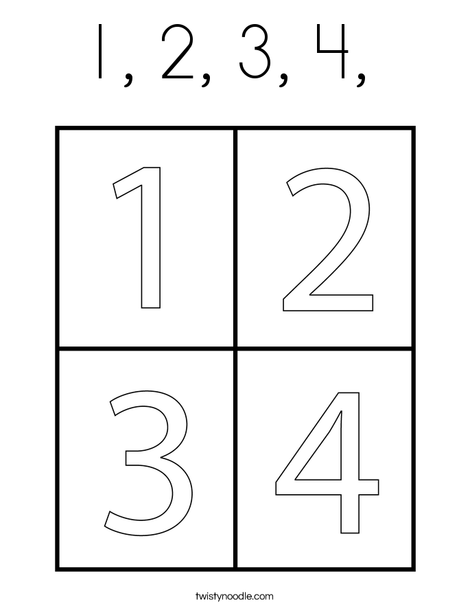 1, 2, 3, 4,  Coloring Page