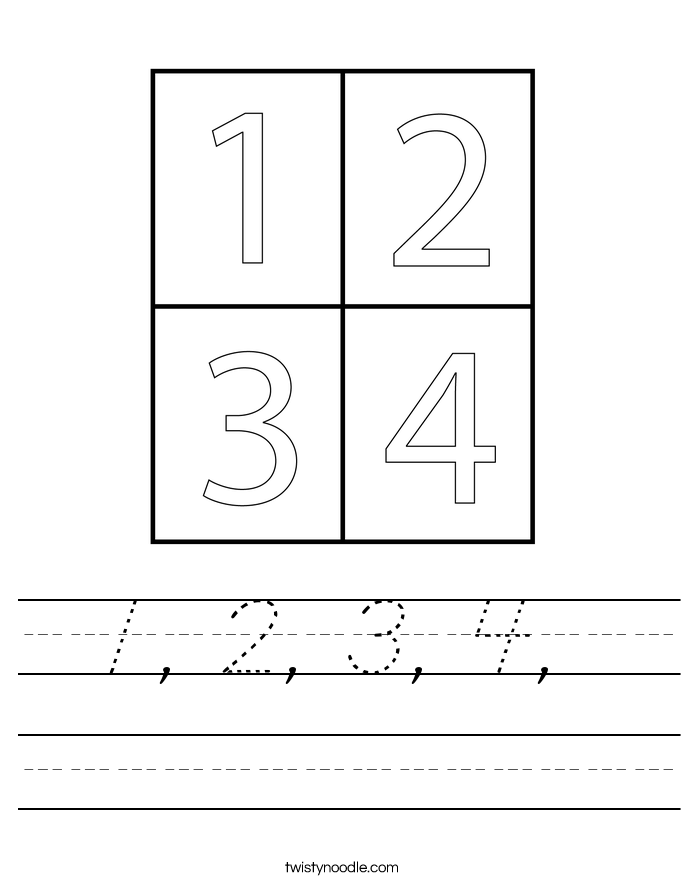 1, 2, 3, 4,  Worksheet