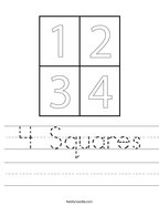 4 Squares Handwriting Sheet