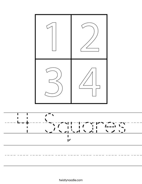 4 Squares Worksheet - Twisty Noodle