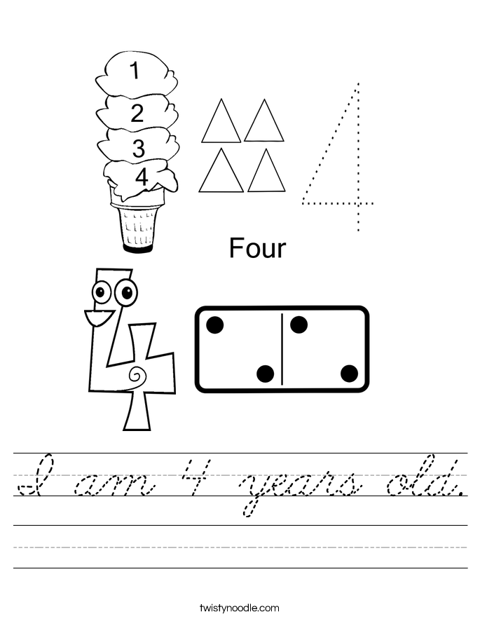 I am 4 years old. Worksheet