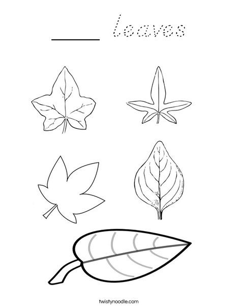 5 Leaves Coloring Page