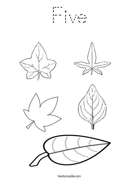 5 Leaves Coloring Page
