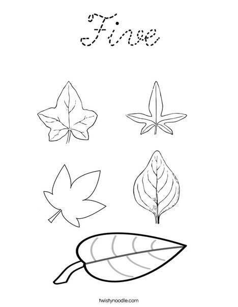 5 Leaves Coloring Page