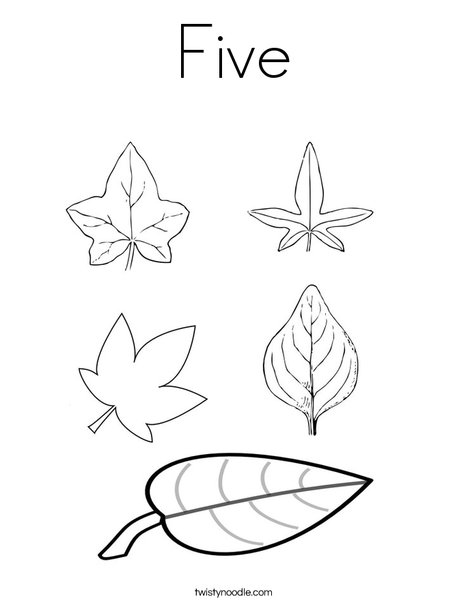 5 Leaves Coloring Page